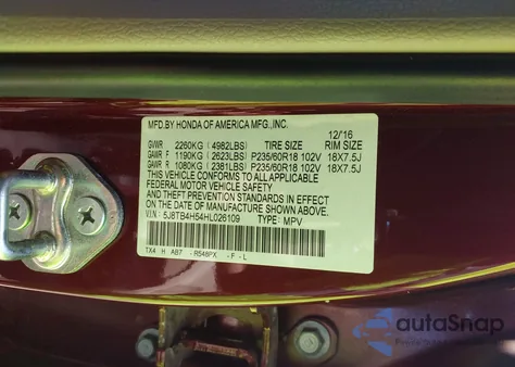 2017 Acura Rdx Technology Acurawatch Plus Packages/W/Technology Package from USA, damaged, VIN 5J8TB4H54HL026109